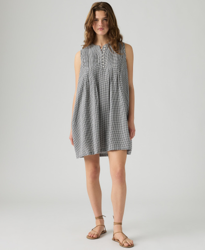 Levi's Women's Sleeveless Marianne Dress - Patricia Check Anthracite Night Seersucker Da08oe