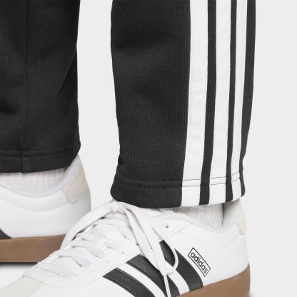 Men's adidas Essentials 3-Stripes Open Hem Fleece Pants - Black/White