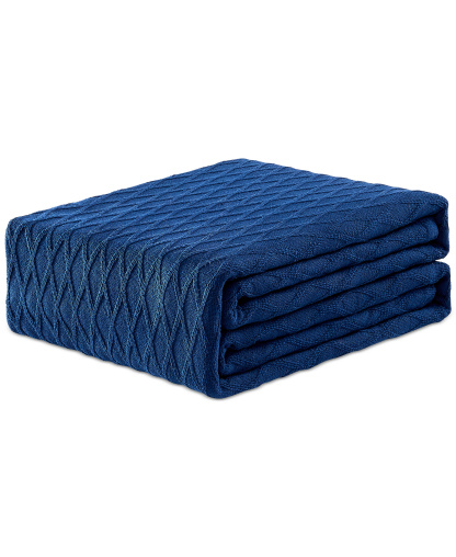 Lauren Ralph Lauren Classic Cotton Blanket, Twin - Navy Peony