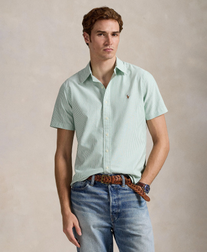 Polo Ralph Lauren Men's Classic-Fit Short-Sleeve Oxford Shirt - Cruise Green/White