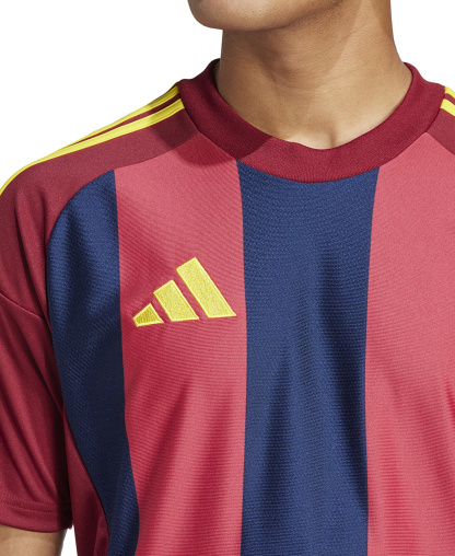 adidas Men's Stripe Logo Jersey T-Shirt - Burg / Nvy / Yelo