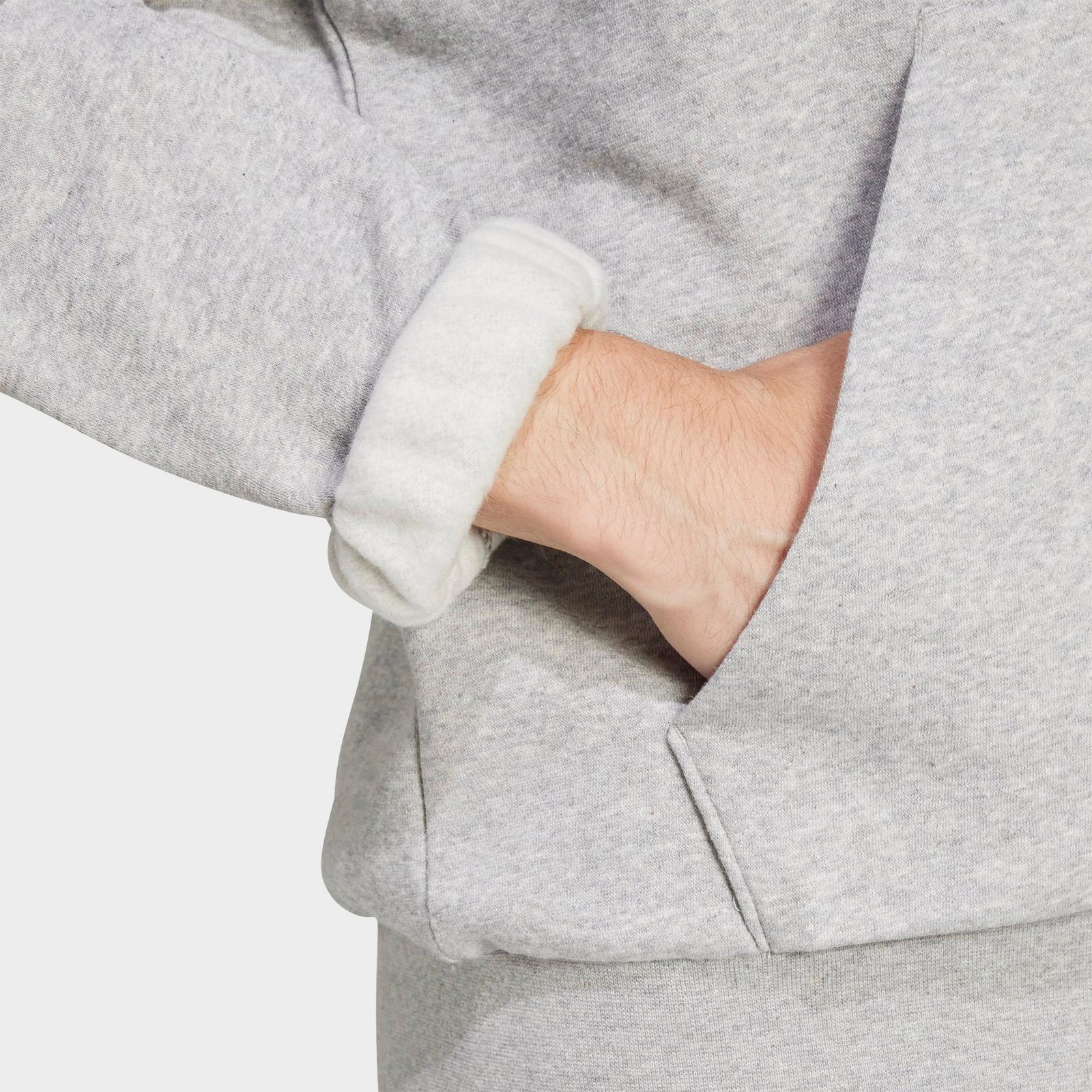 Men's adidas Essentials Feelcozy Fleece Pullover Hoodie - Medium Grey Heather/Black - view 5