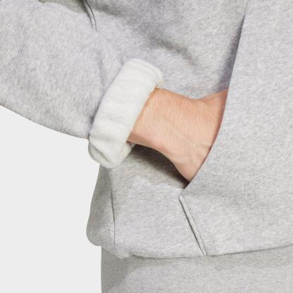 Men's adidas Essentials Feelcozy Fleece Pullover Hoodie - Medium Grey Heather/Black - view 5