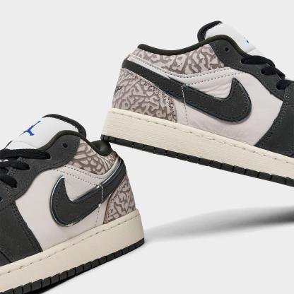Big Kids' Air Jordan Retro 1 Low OG SE Casual Shoes - Sail/Infrared/Deep Pewter - view 3