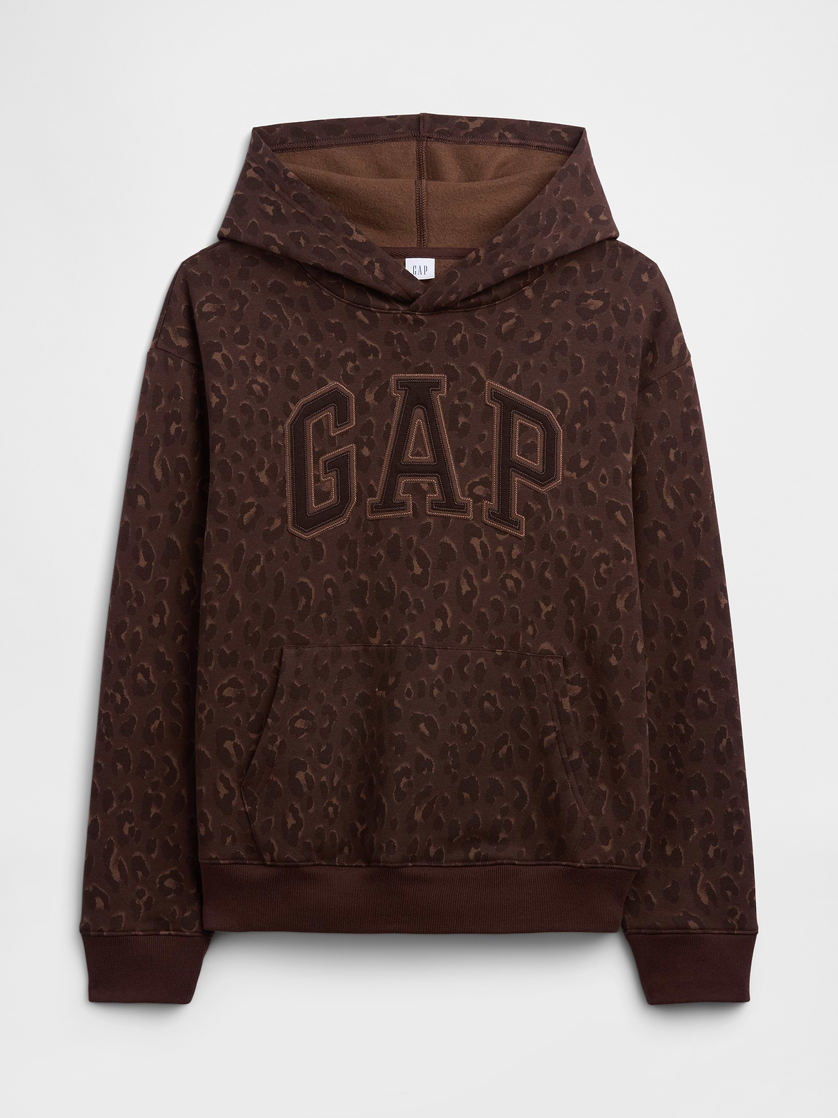 Relaxed Gap Logo Hoodie - Brown leopard