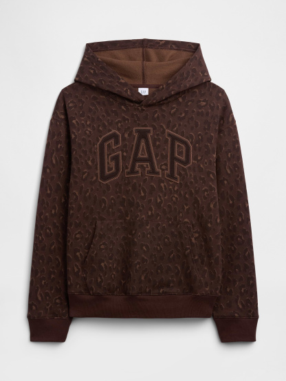 Relaxed Gap Logo Hoodie - Brown leopard