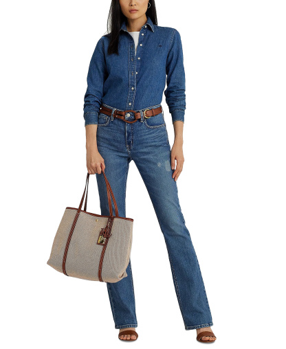 Lauren Ralph Lauren Canvas & Leather Emerie Extra Large Tote Bag - Lauren Tan