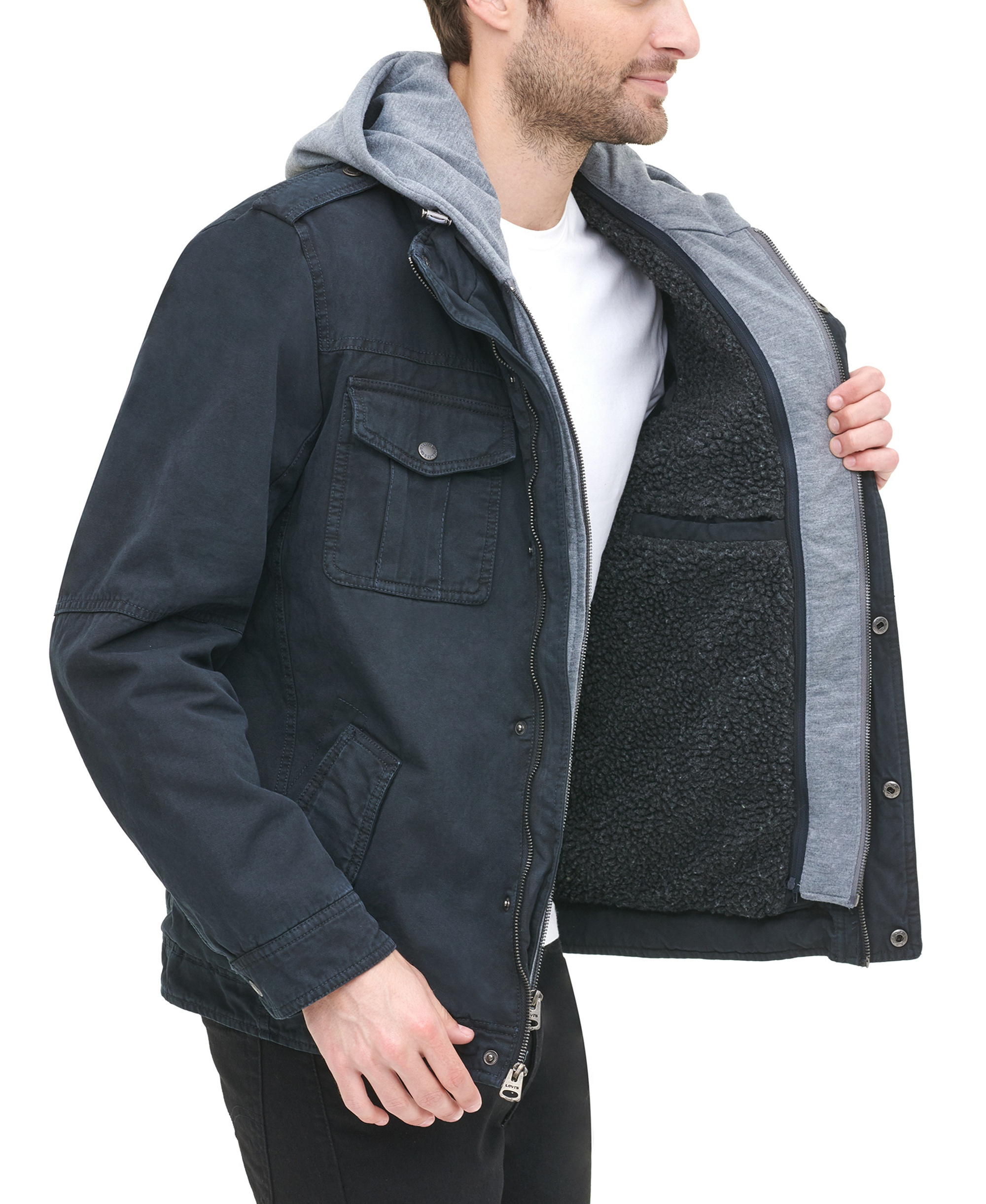 Levi's Men's Two Pocket Hooded Trucker Jacket - Navy