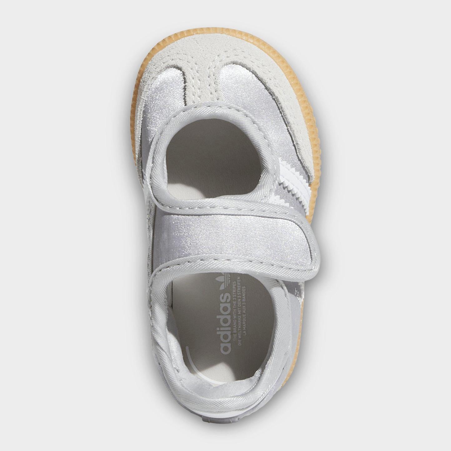 Girls' Toddler adidas Originals Samba Jane Casual Shoes - Silver Metallic/White/Gum - Top view