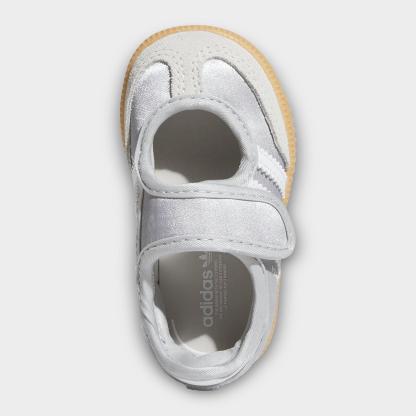 Girls' Toddler adidas Originals Samba Jane Casual Shoes - Silver Metallic/White/Gum - Top view