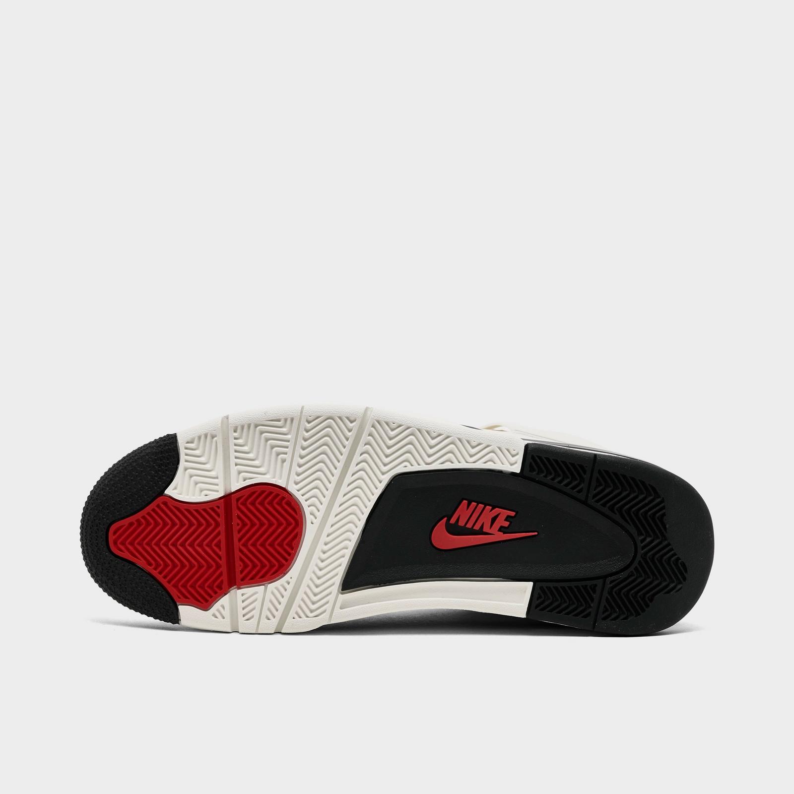 Men's Air Jordan Retro 4 Basketball Shoes - Sail/University Red/Black - view 6