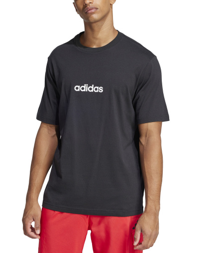 adidas Men's Essentials Linear Logo Graphic Regular-Fit T-Shirt - Black/White