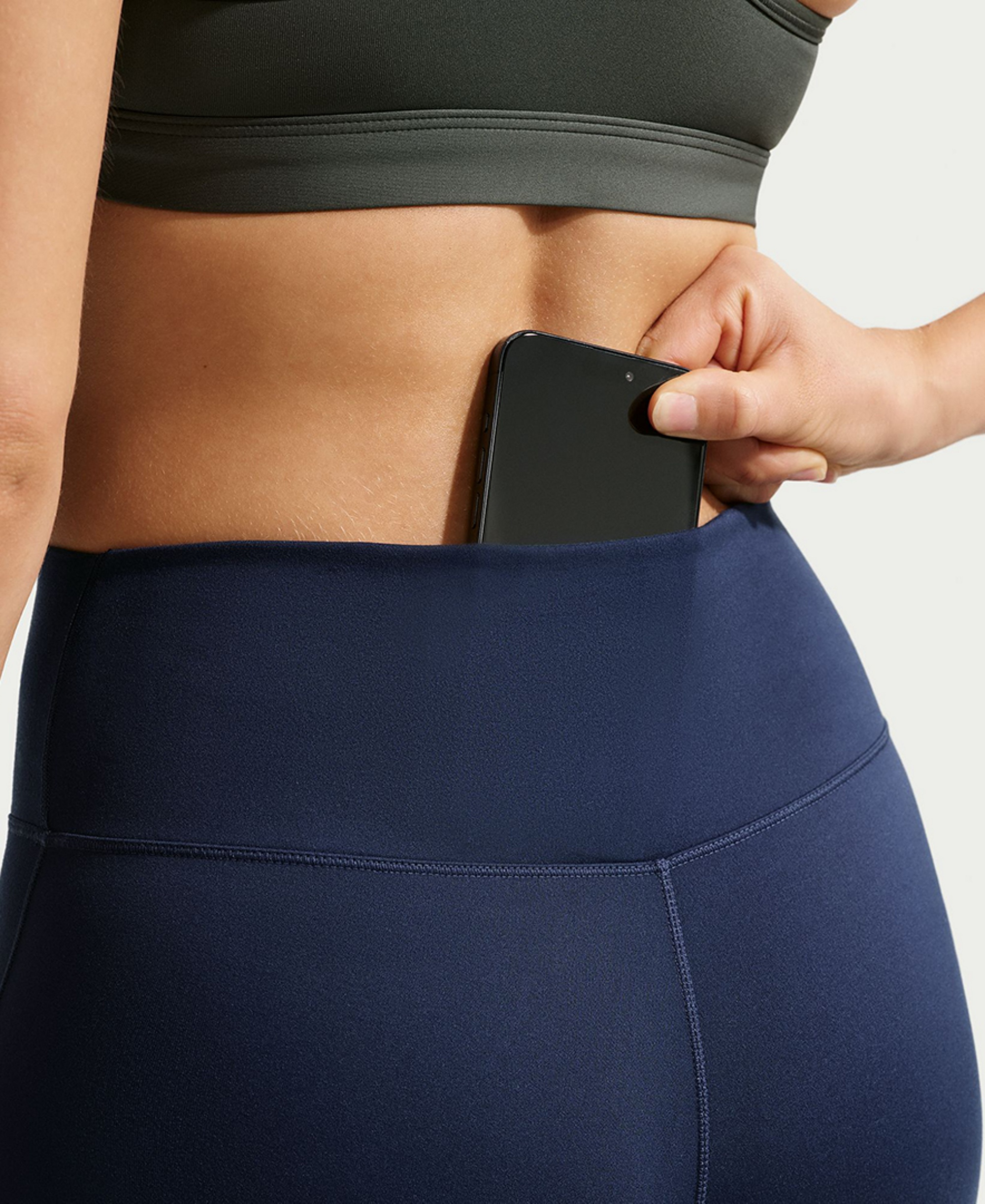 Nike Women's Seamless Front High-Waisted Leggings - Midnight Navy/White
