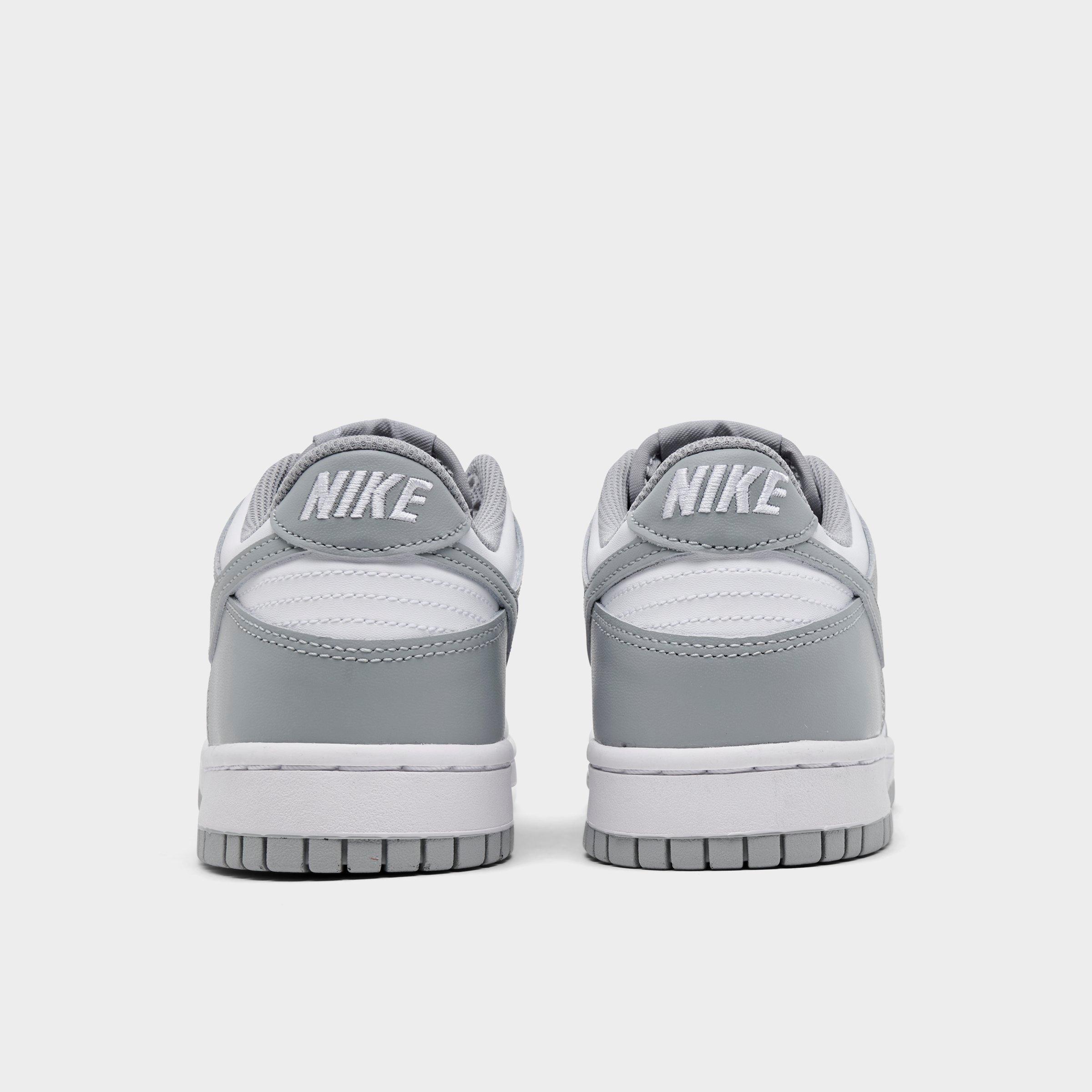 Big Kids' Nithtke Dunk Low Casual Shoes - Part 2 - White/Light Smoke Grey/White - Back view