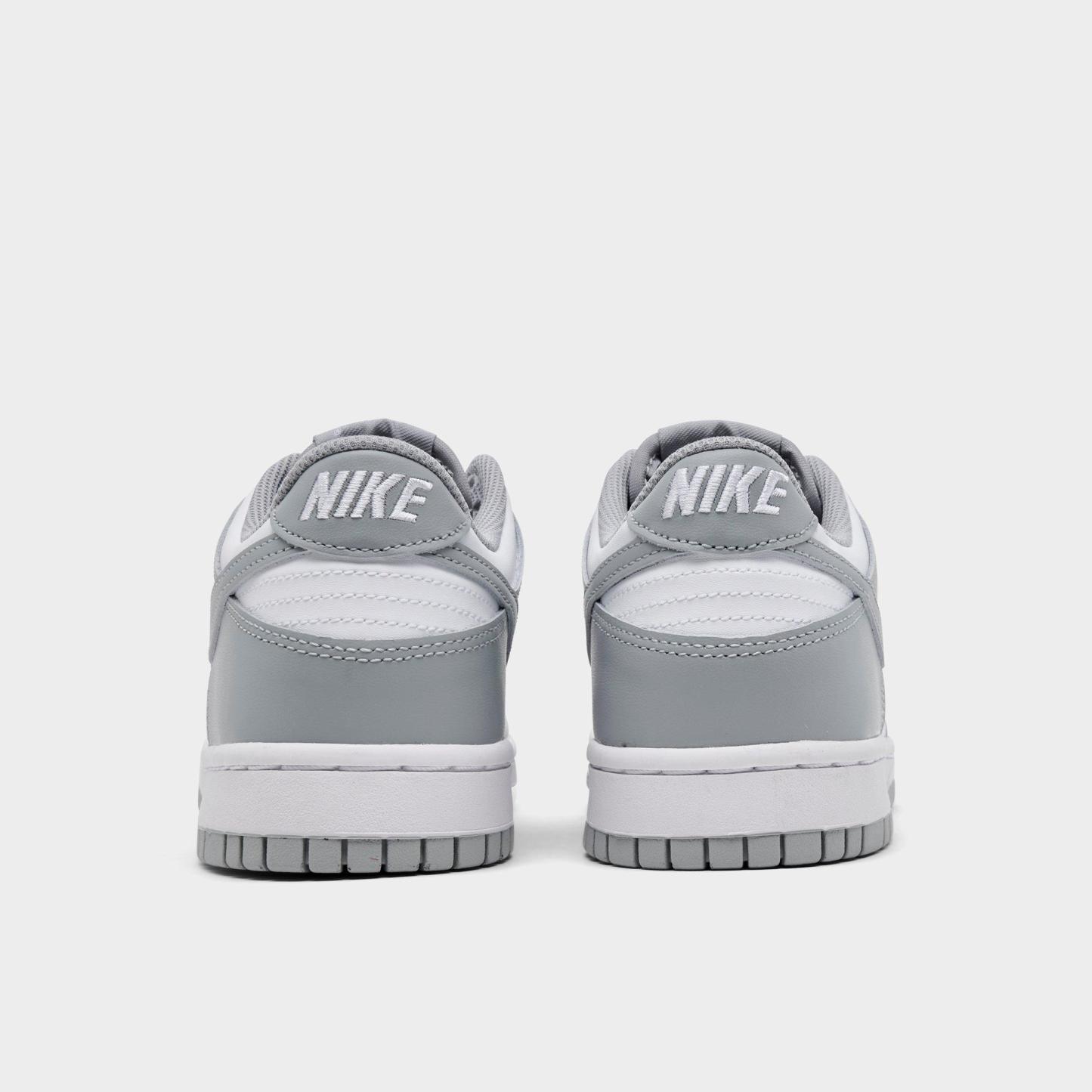 Big Kids' Nithtke Dunk Low Casual Shoes - Part 2 - White/Light Smoke Grey/White - Back view