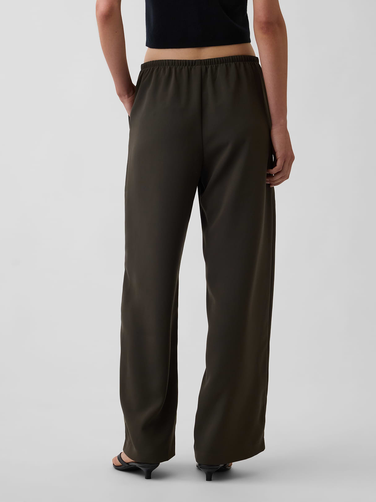 Easy Wide-Leg Pants - Deep woods green