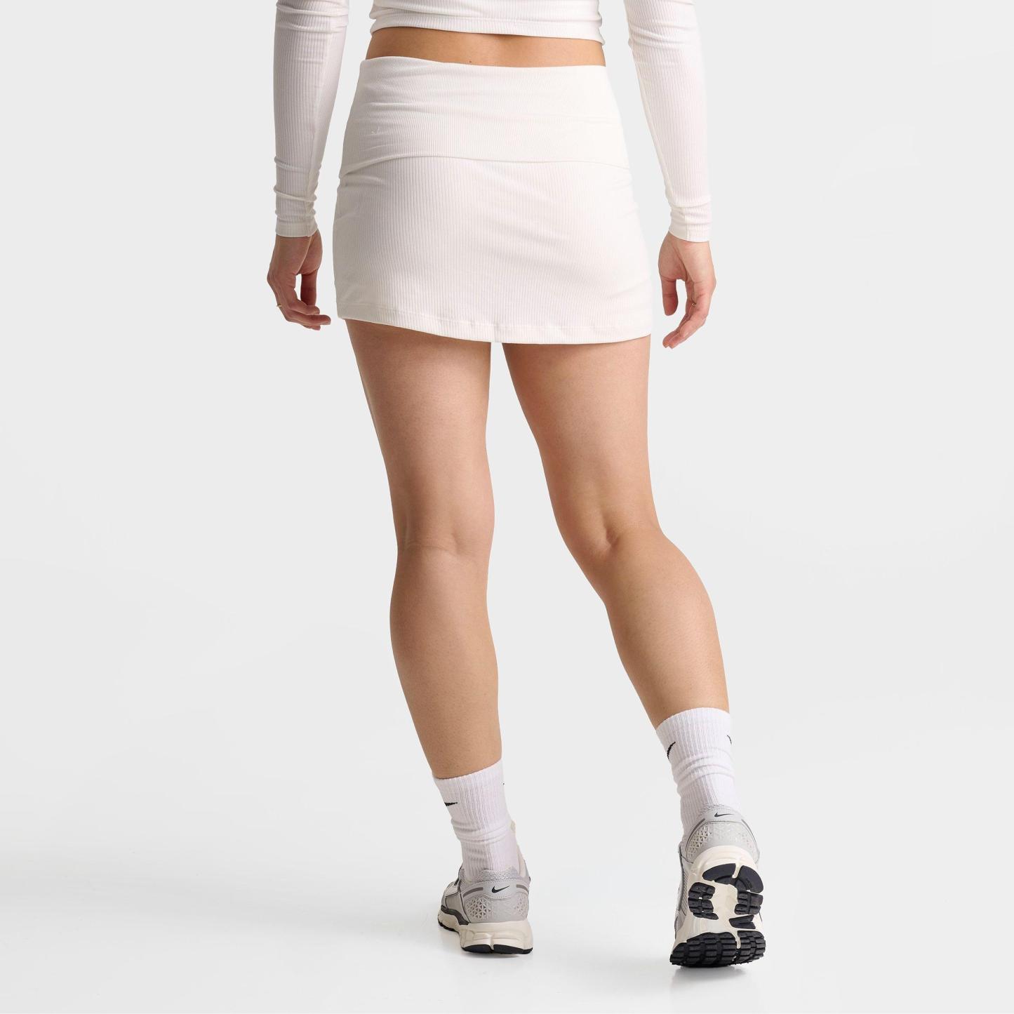 Women's Nithtke Sportswear Chill Knit Mid-Rise Tight Ribbed Skort - Sail/Black