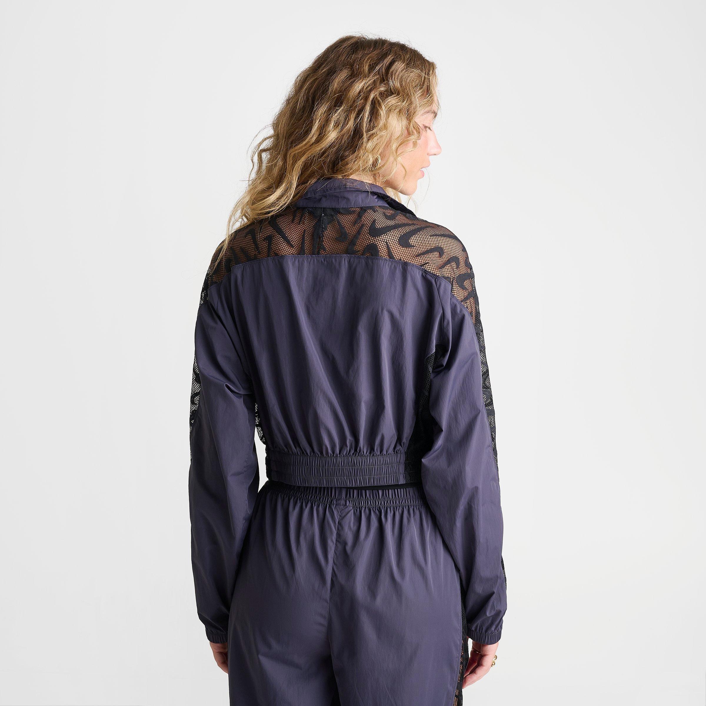 Women's Nithtke Sportswear Lace Cropped Full-Zip Track Jacket - Gridiron/Black/White