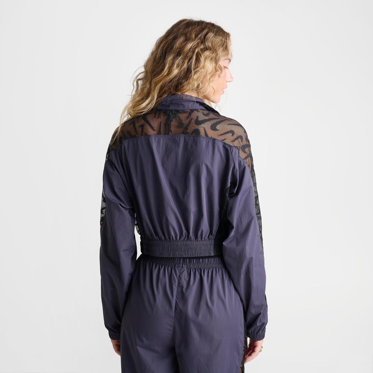 Women's Nithtke Sportswear Lace Cropped Full-Zip Track Jacket - Gridiron/Black/White