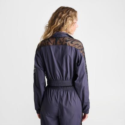 Women's Nithtke Sportswear Lace Cropped Full-Zip Track Jacket - Gridiron/Black/White