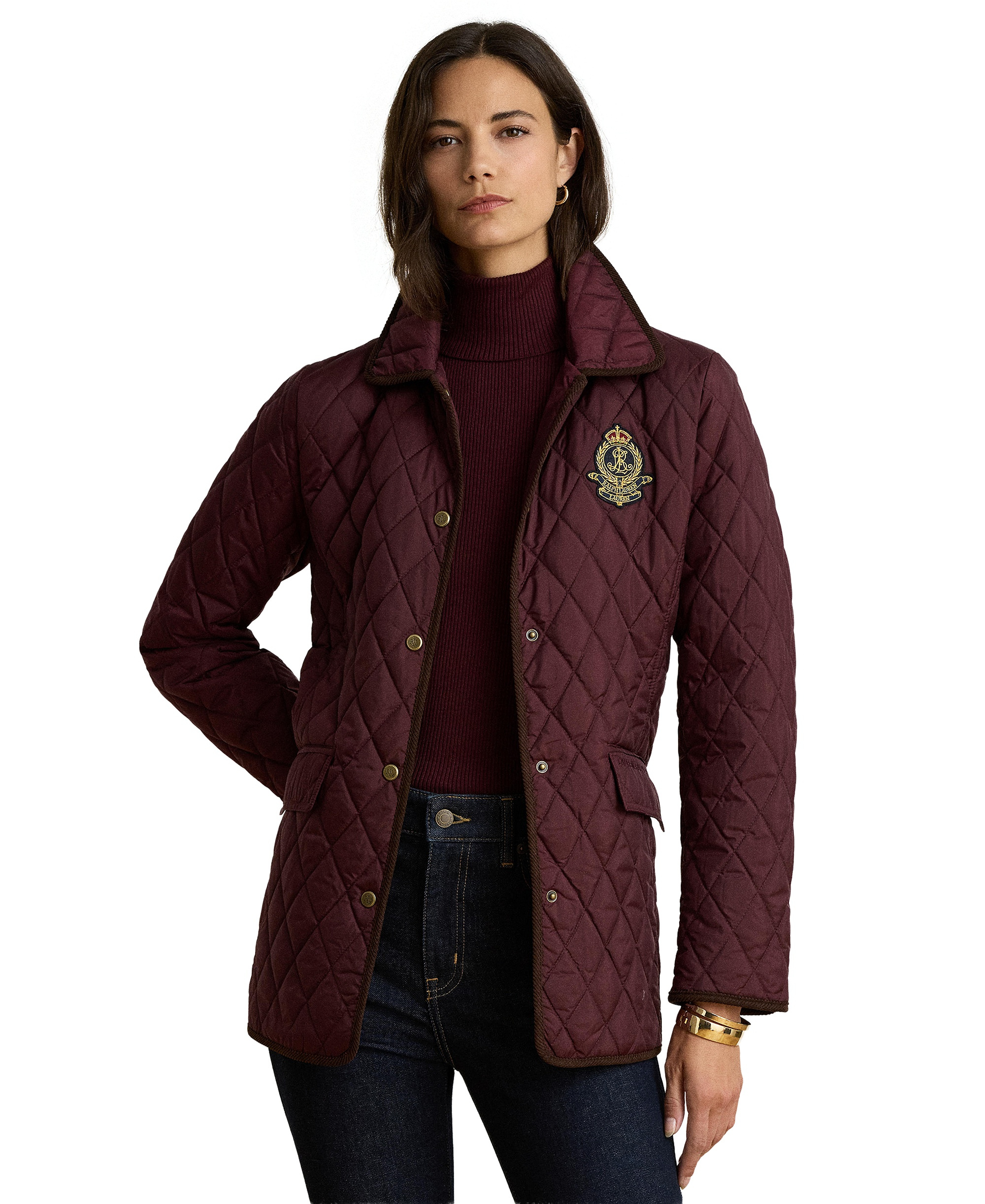 Lauren Ralph Lauren Women's Crested Quilted Jacket - DARK GARNET