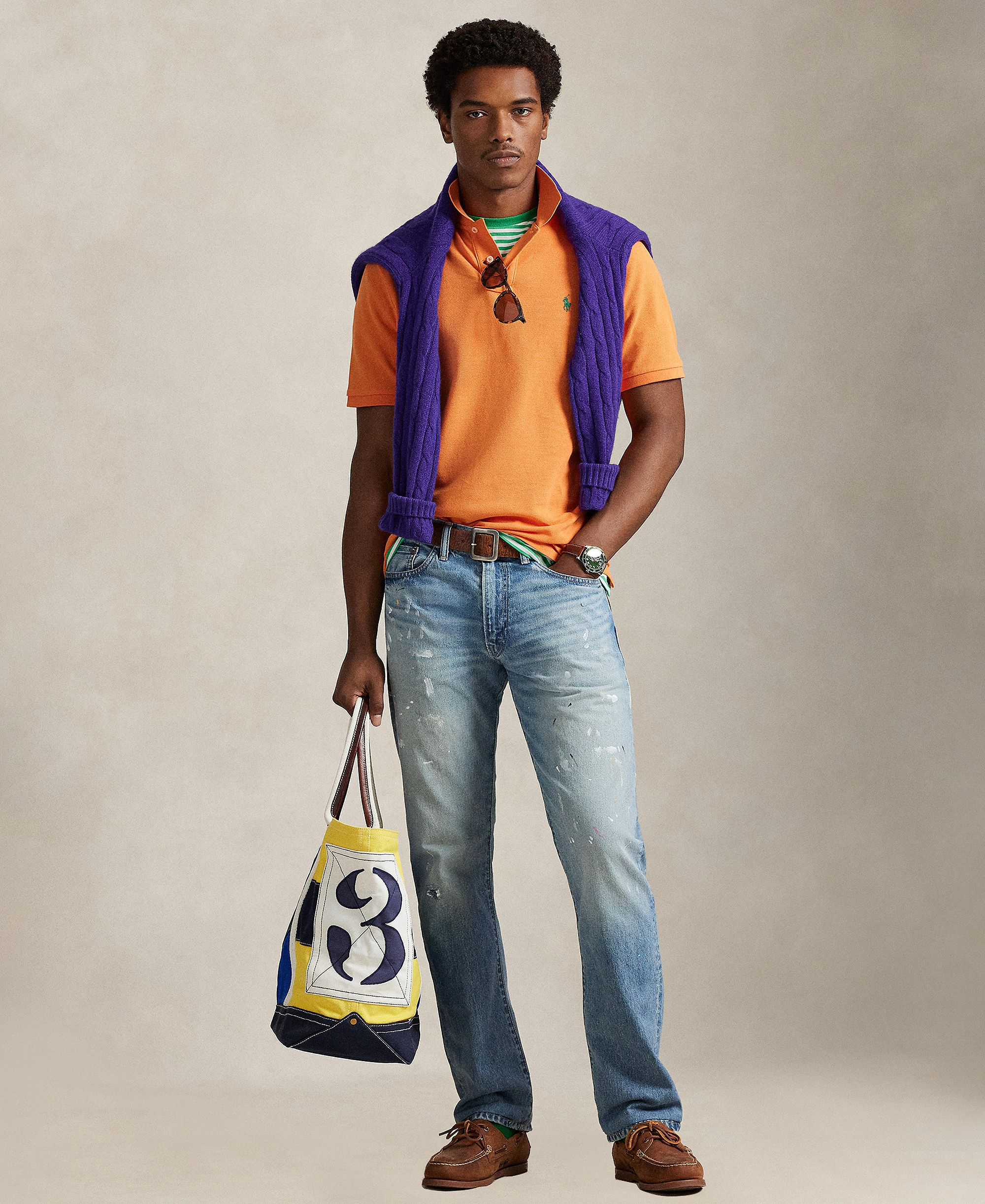 Polo Ralph Lauren Men's Cotton Custom Slim Fit Mesh Polo Shirt - Kona Orange