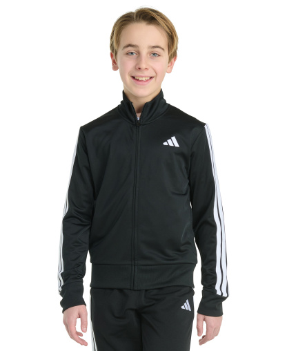 adidas Big Boys Long-Sleeve Full-Zip Essential Tricot Jacket - Black