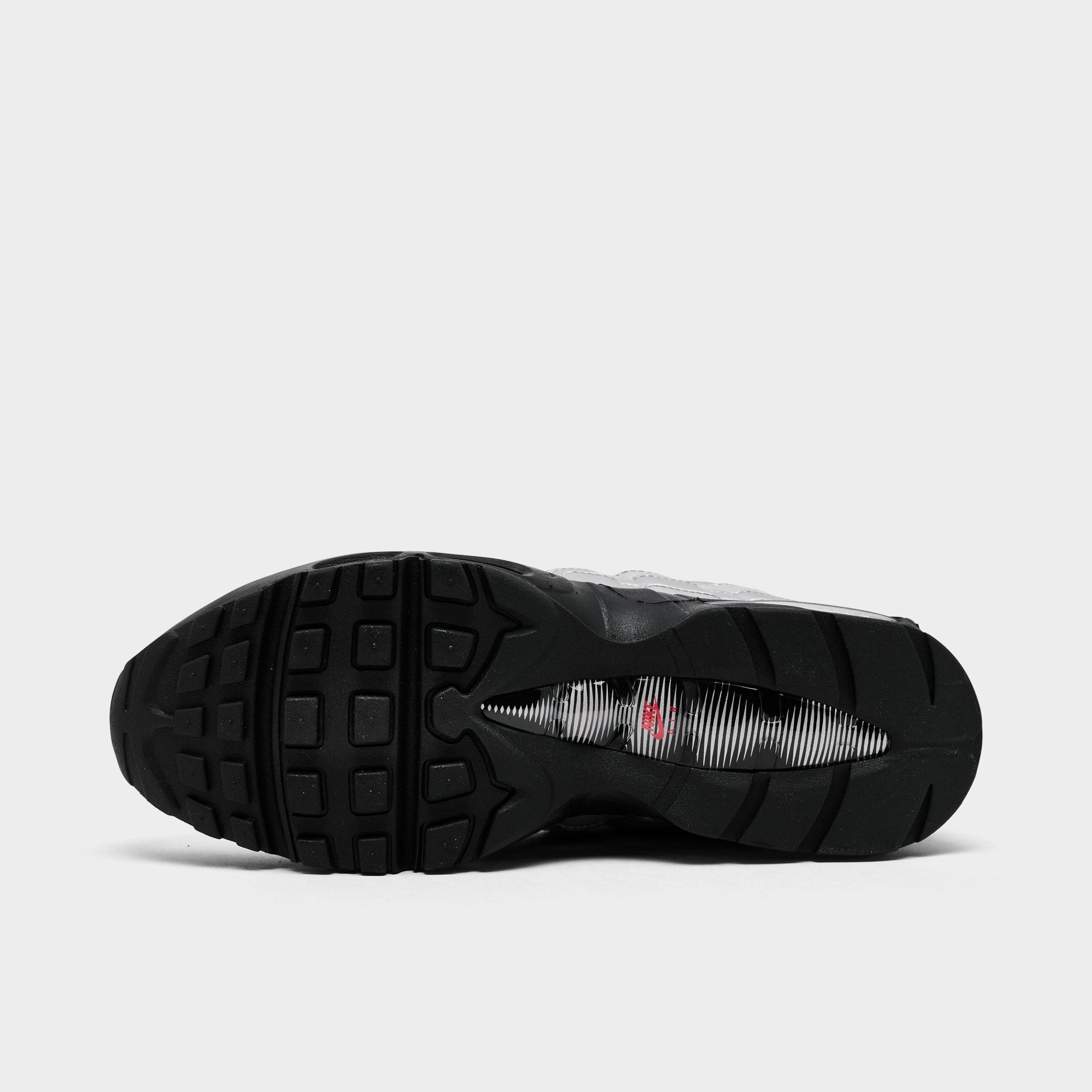 Men's Nithtke Air Max 95 Big Bubble Total 90 Casual Shoes - Metallic Silver/Black/Black - Bottom view