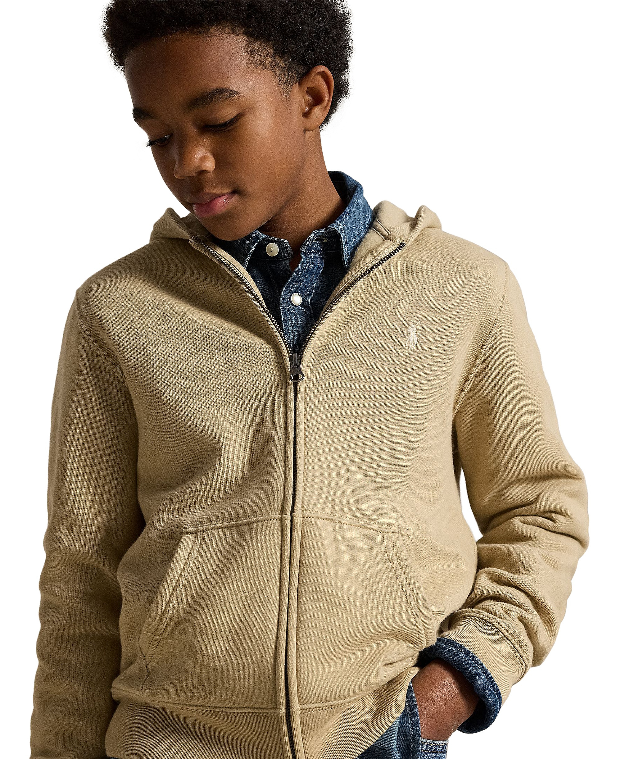 Polo Ralph Lauren Boys' 8-20 Fleece Full-Zip Hoodie - Classic Khaki