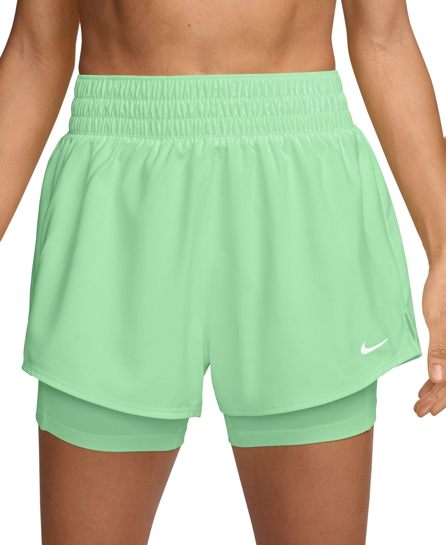 Nike Women's One Dri-Fit High-Waist 2-in-1 Shorts - Cucumber Calm/white