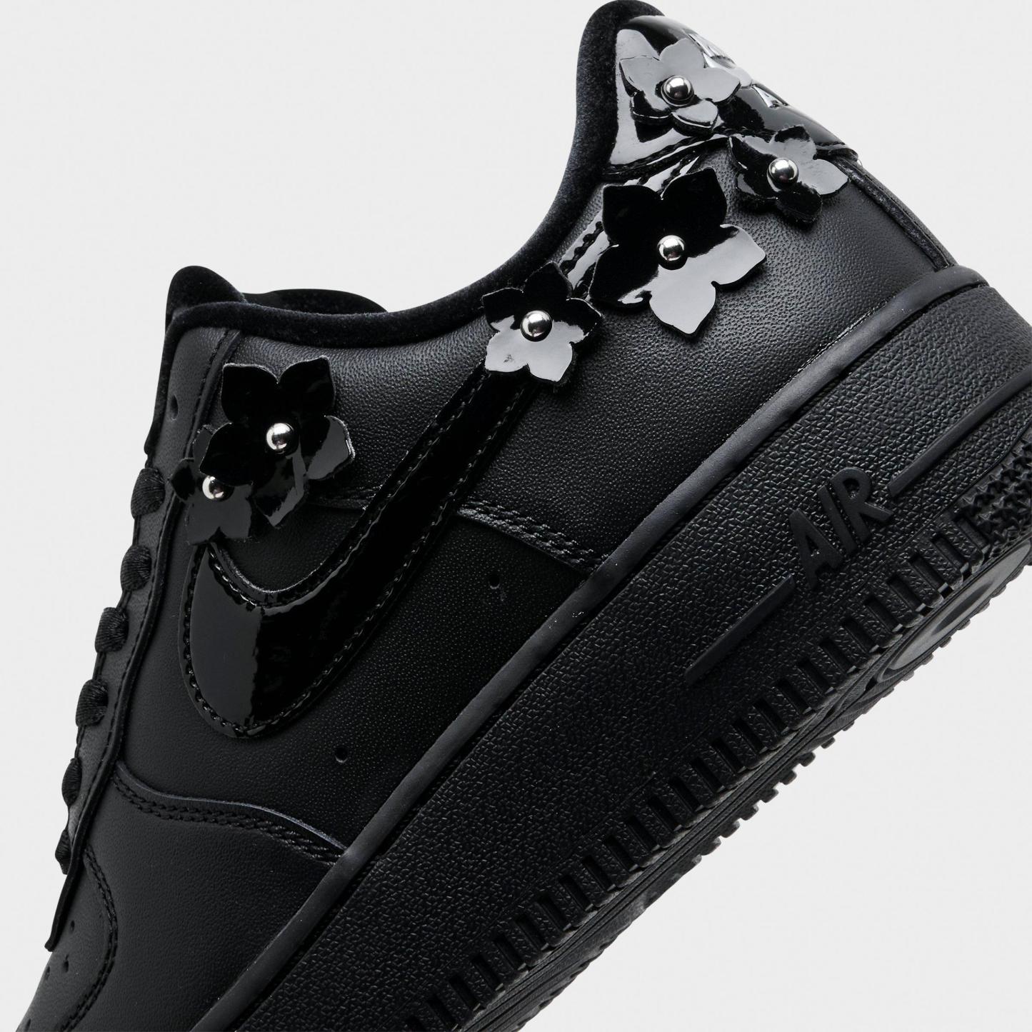 Women's Nithtke Air Force 1 '07 "Florette" Casual Shoes - Black/Off Noir/Metallic Silver/Black - Detail shot