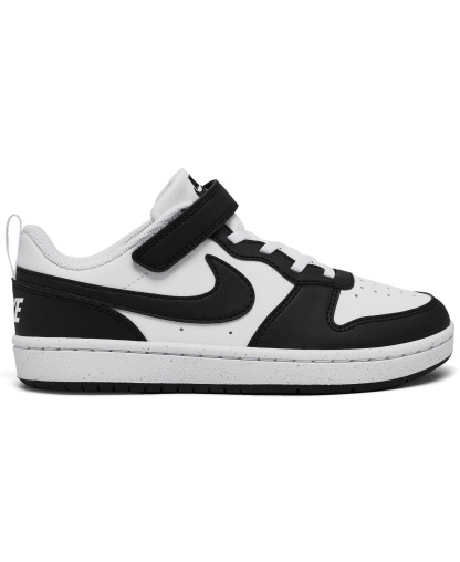 Nike Little Kids' Court Borough Low Recraft Fastening Strap Casual Sneakers from Finish Line - White, Black