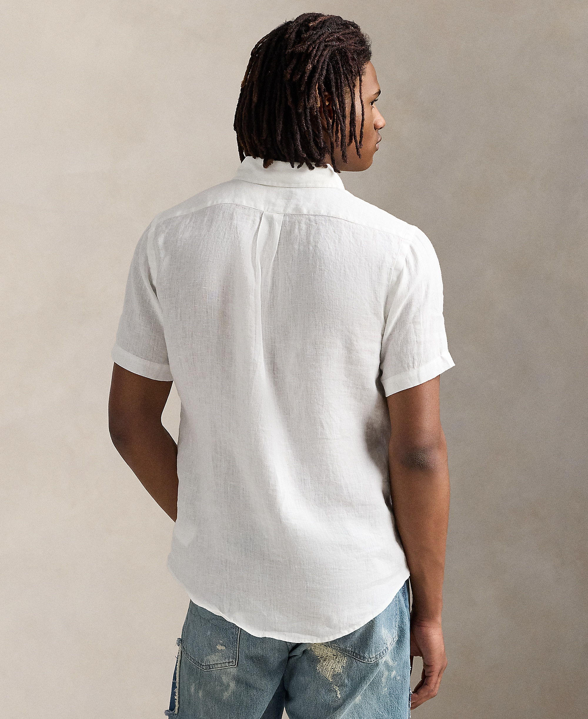Polo Ralph Lauren Men's Short-Sleeve Linen Button-Up Shirt - Ceramic White