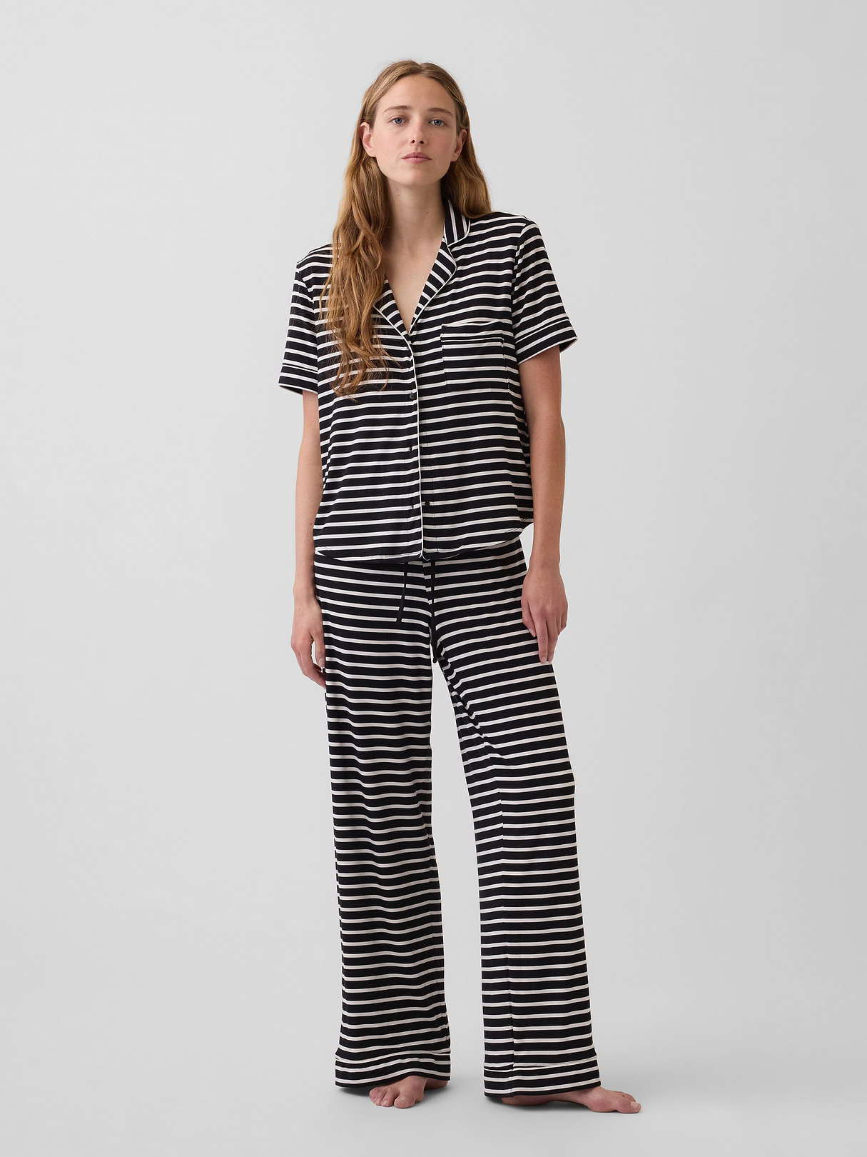 SoftMade Modal PJ Pants - Black & white stripe