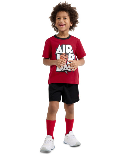 Jordan Boys' 2T-7 Airball Crewneck T-Shirt and Shorts, 2-Piece Set - Black/Red