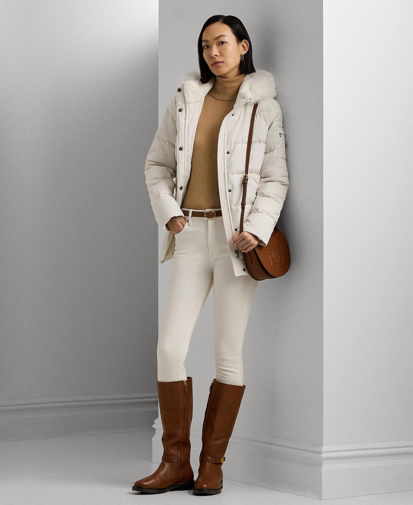 Lauren Ralph Lauren Women's Faux-Fur Hooded Puffer Coat - Cream