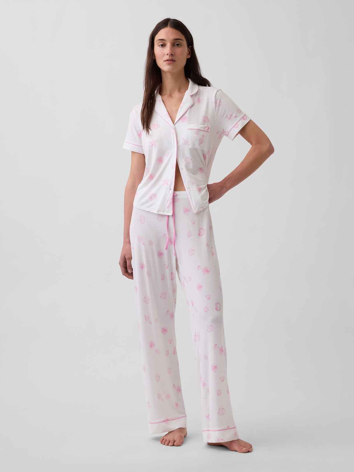 SoftMade Modal PJ Pants - Sea shell pink print