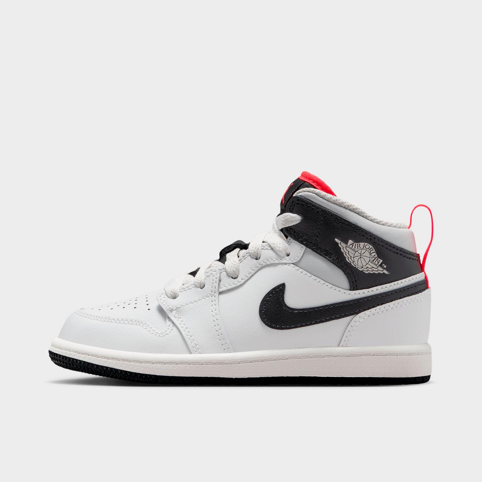 Little Kids' Air Jordan Retro 1 Mid Casual Shoes - Summit White/Infrared 23/Neutral Grey/Black - view 1