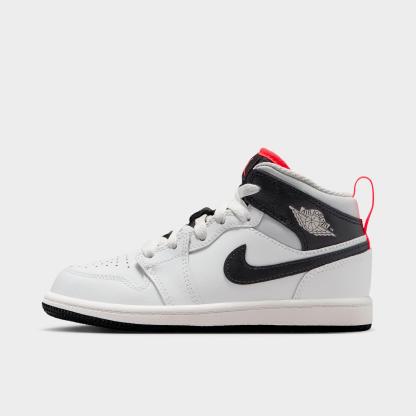 Little Kids' Air Jordan Retro 1 Mid Casual Shoes - Summit White/Infrared 23/Neutral Grey/Black - view 1