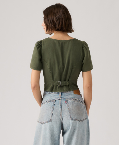 Levi's Women's Moxie Cotton Short-Sleeve Denim Blouse - Deep Depth