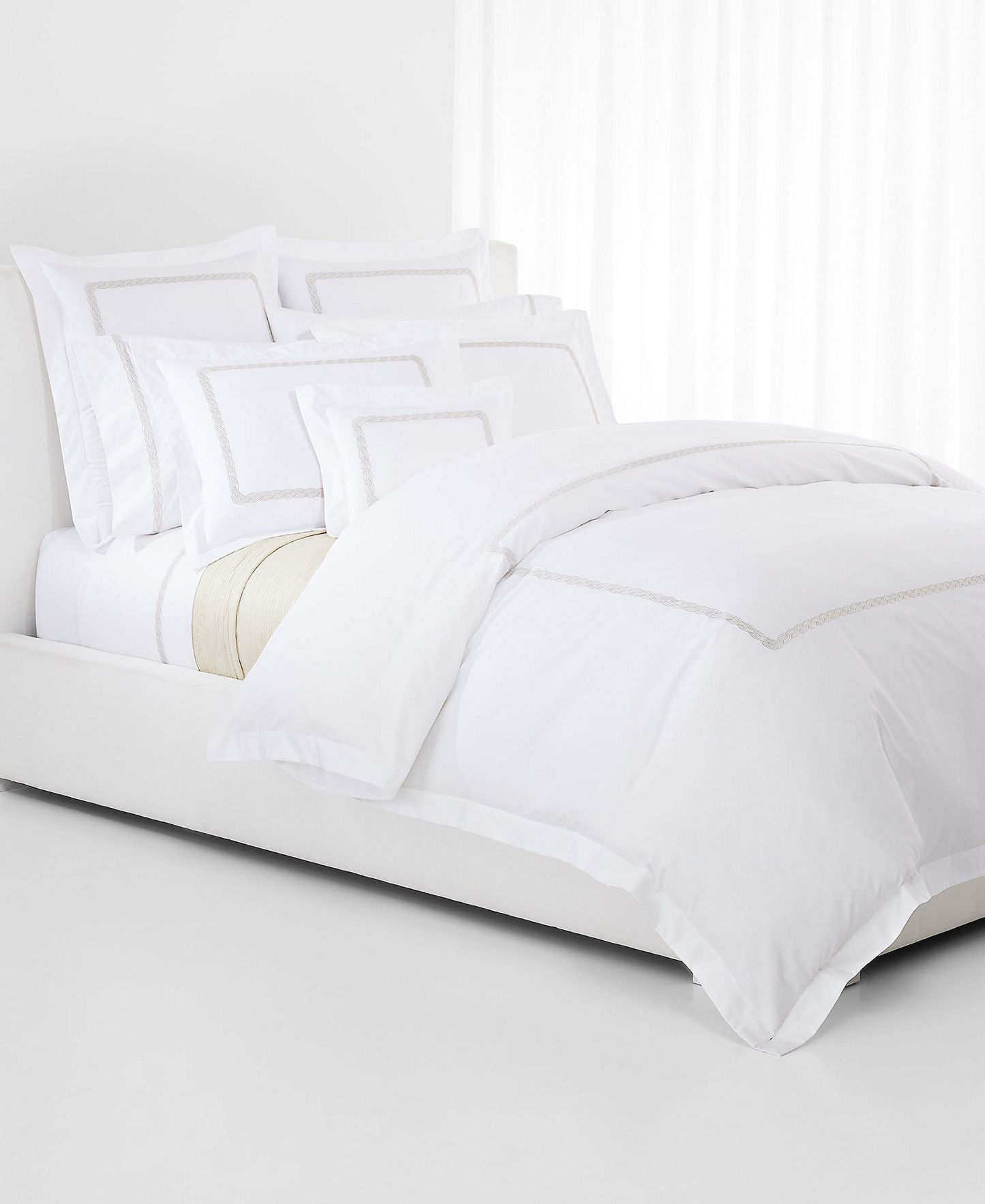 Lauren Ralph Lauren Spencer Cable Embroidery 4-Pc. Sheet Set, Queen - Flax