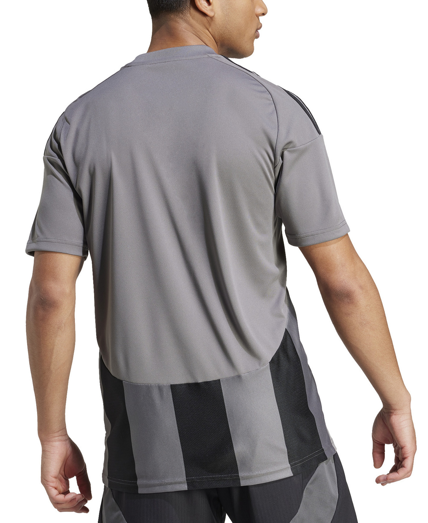 adidas Men's Stripe Logo Jersey T-Shirt - Grey / Black