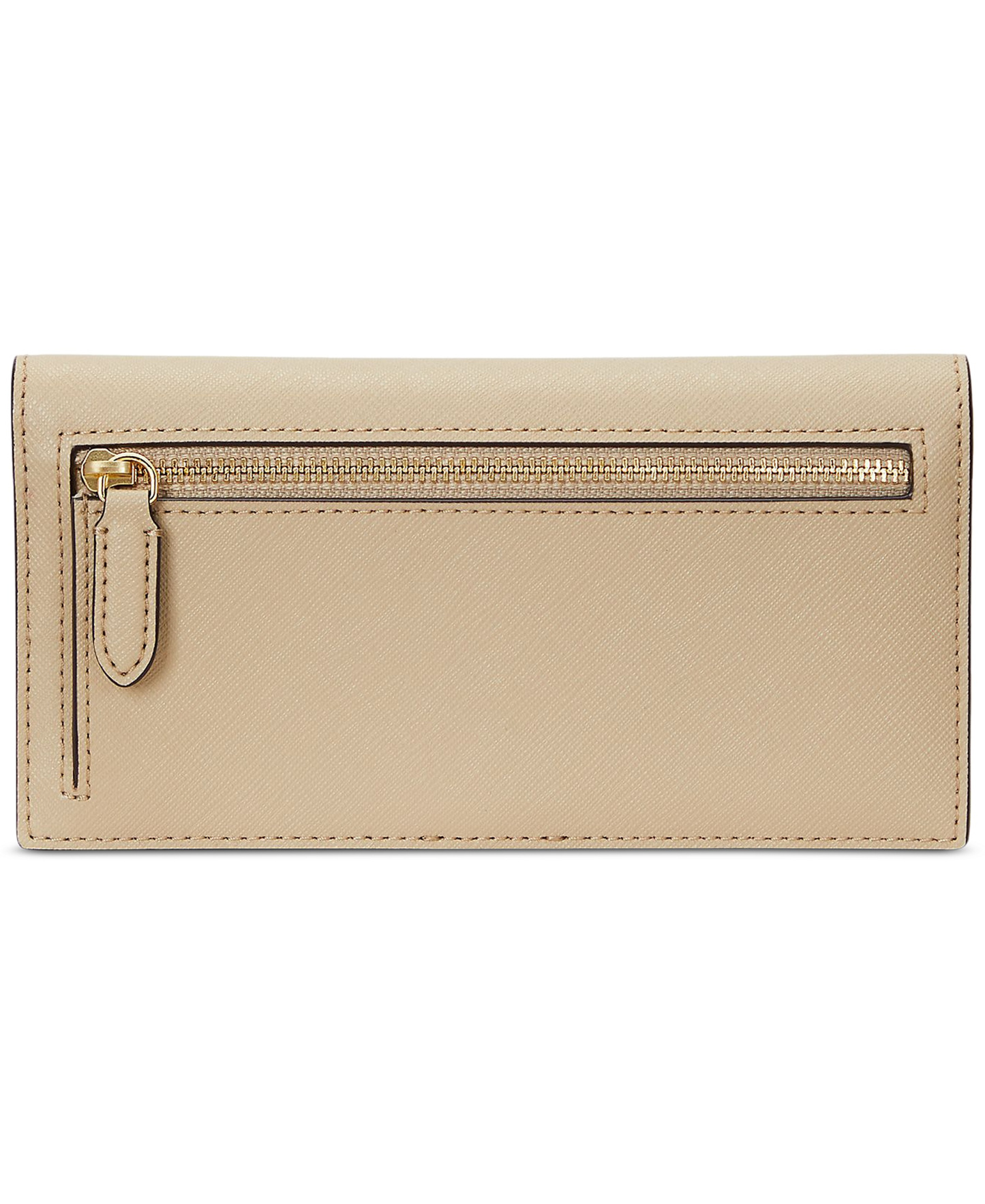 Lauren Ralph Lauren Crosshatch Leather Slim Snap Closure Wallet - Birch Tan