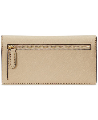 Lauren Ralph Lauren Crosshatch Leather Slim Snap Closure Wallet - Birch Tan