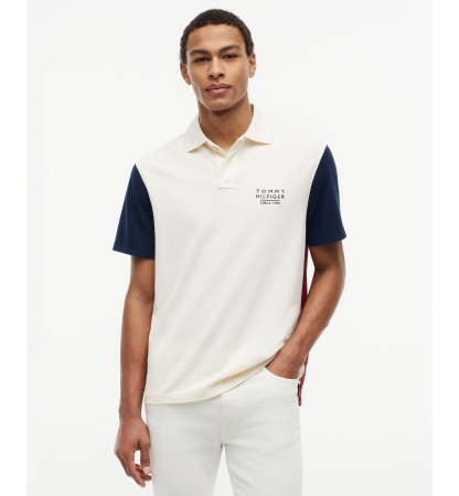 Tommy Hilfiger Men's Color-Block Classic-Fit Polo Shirt - Ivory Petal