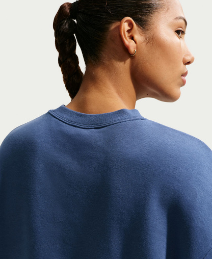 Nike Women's Sportswear Club Fleece Loose Crewneck Sweatshirt - Mystic Navy/white