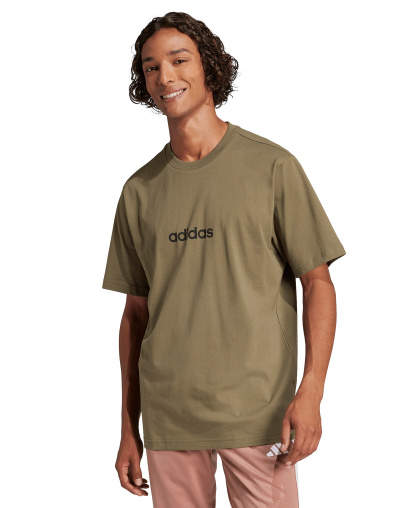adidas Men's Essentials Linear Logo Graphic Regular-Fit T-Shirt - Olive Strata