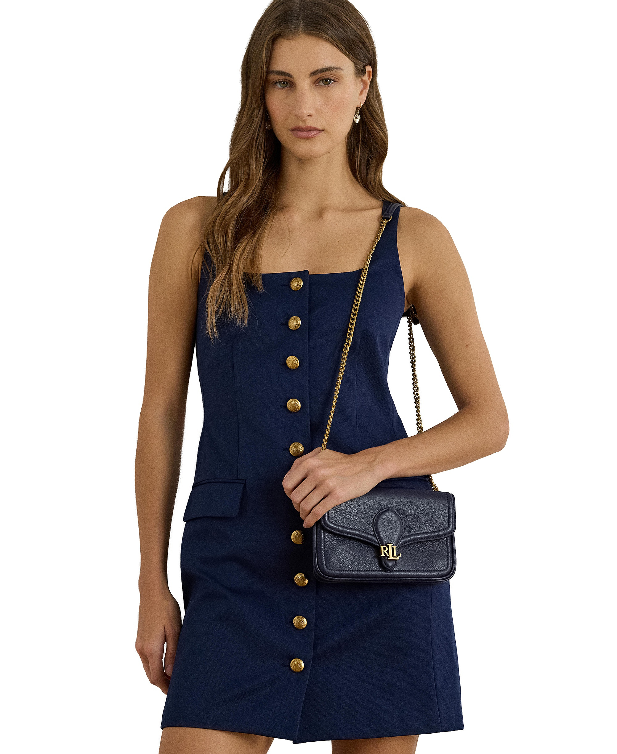Lauren Ralph Lauren Bradley Small Pebbled Leather Crossbody Wallet - Refined Navy