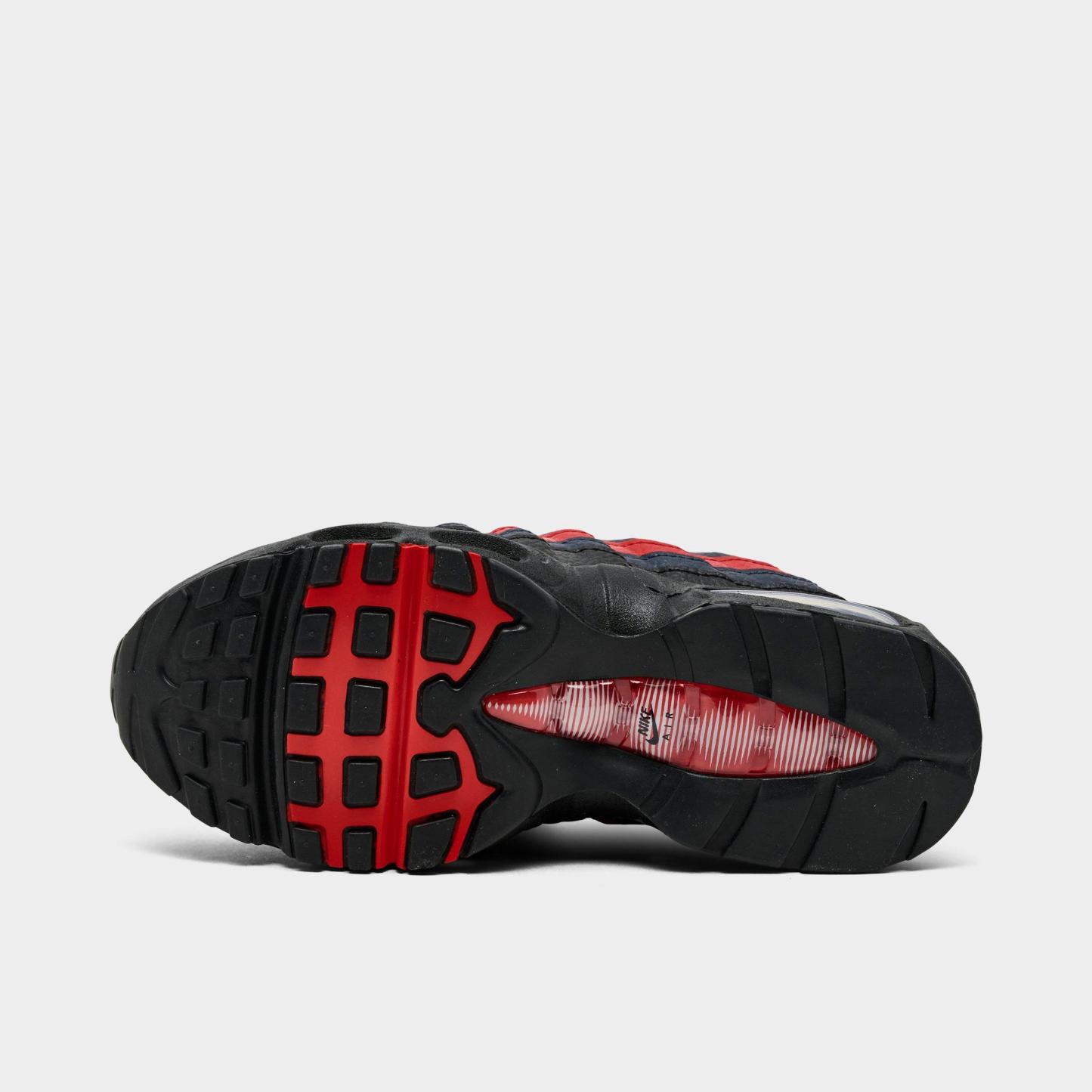 Big Kids' Nithtke Air Max 95 Big Bubble SE Casual Shoes - Obsidian/Metallic Gold/Challenge Red/White/Black - Bottom view