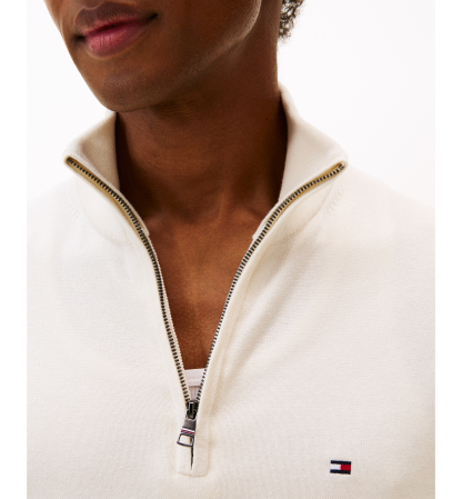 Tommy Hilfiger Men's Essential Cotton Quarter-Zip Sweater - Ivory Petal
